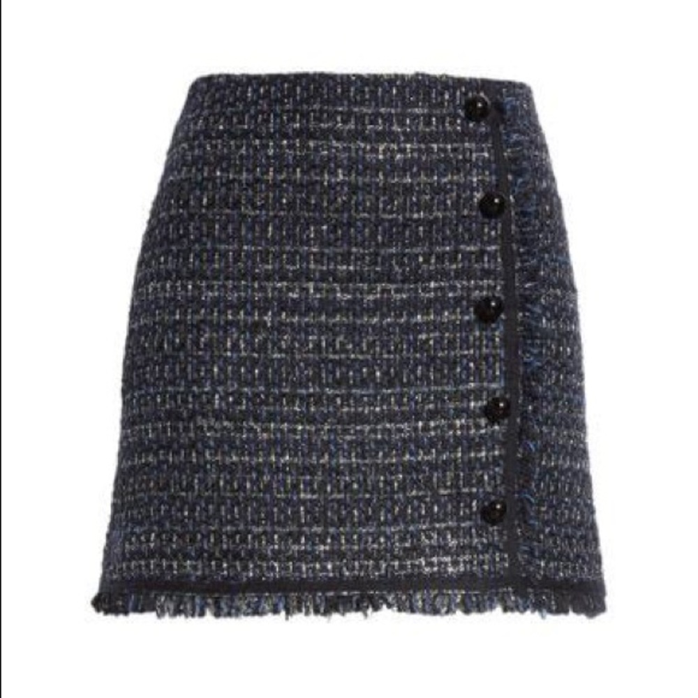 Veronica Beard Navy and Black Sparkle Tweed Mirabelle Skirt